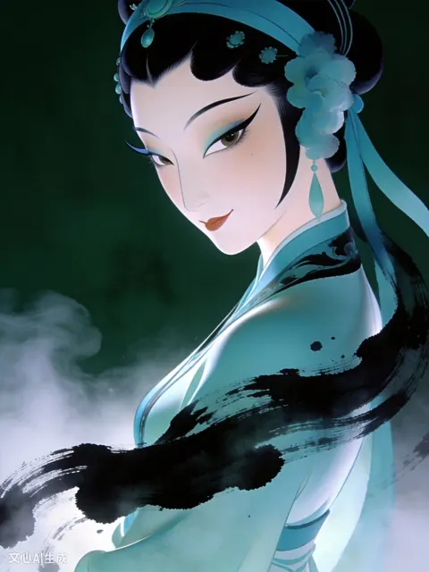 Splashed ink green robe phantom