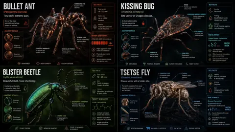 Macro biology infographic insect ui design