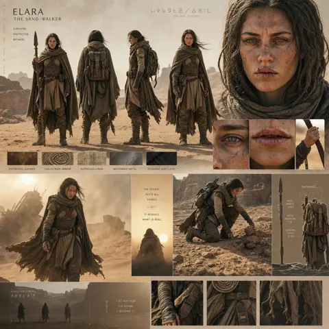 Epic desert world cinematic character board