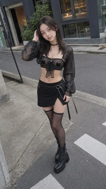 Y2k black mesh cat alternative streetwear