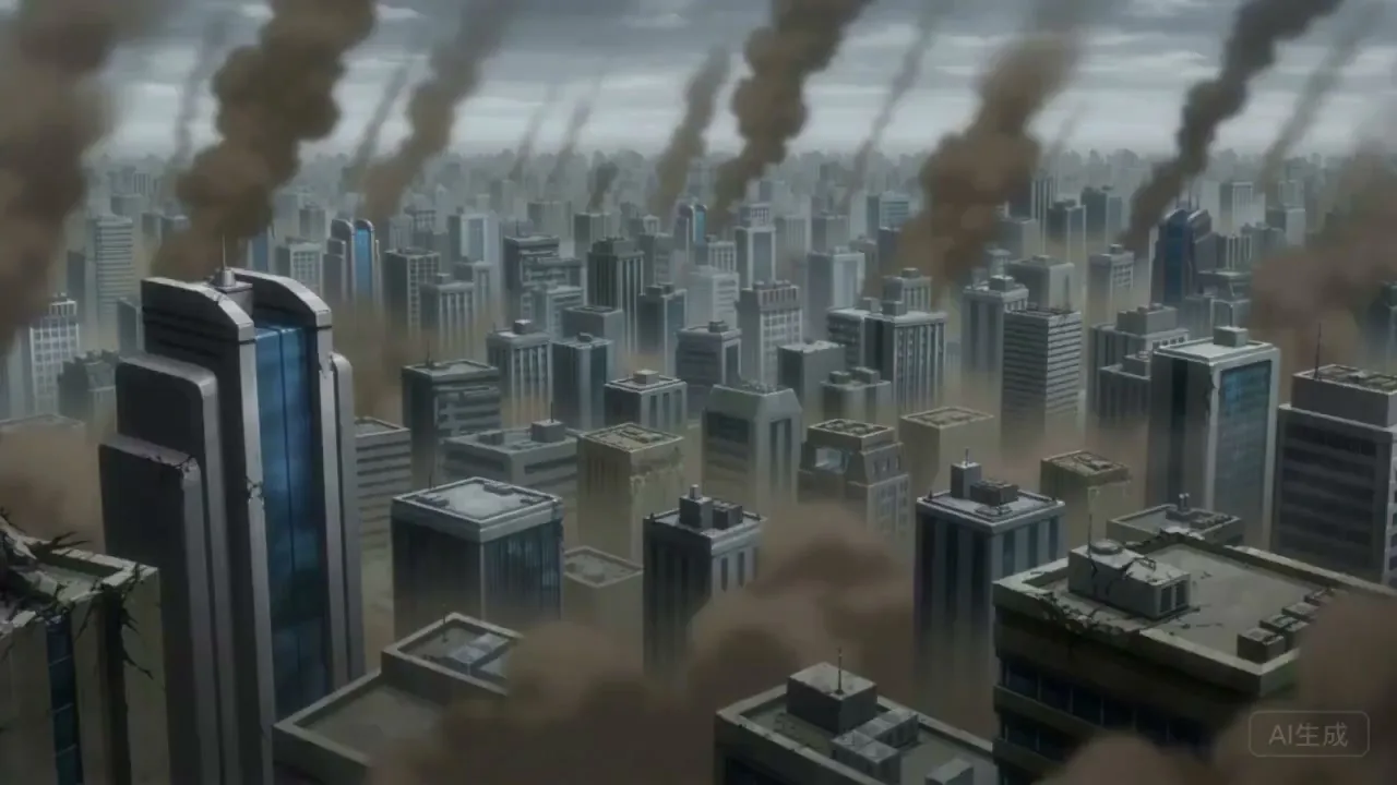 Anime crossover battle in ruins — Sonra