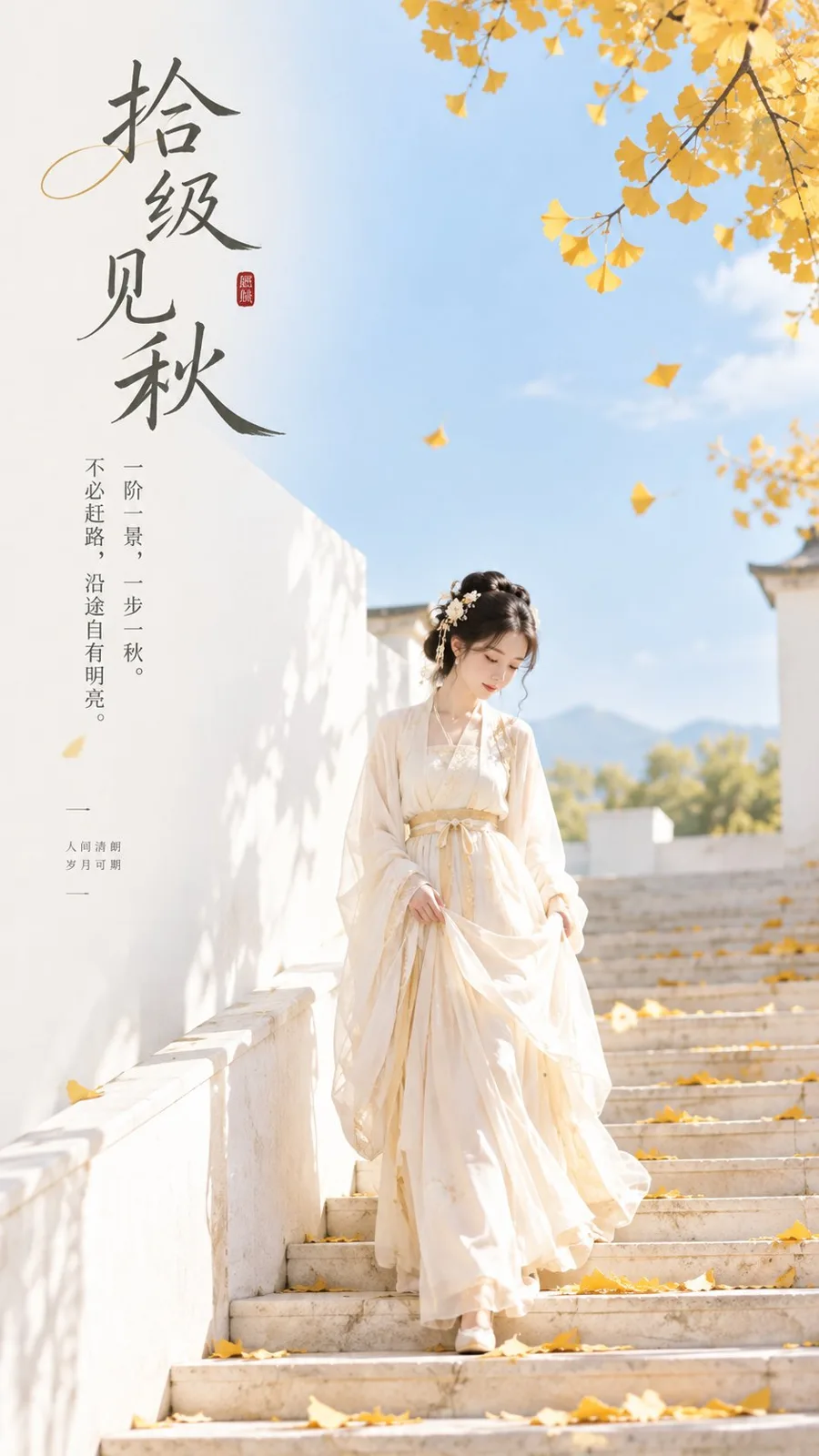 Oriental zen minimalist bright autumn poster — Sonra