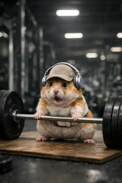 Cinematic hamster deadlift realism