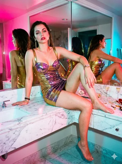 Neon flash luxury bathroom party