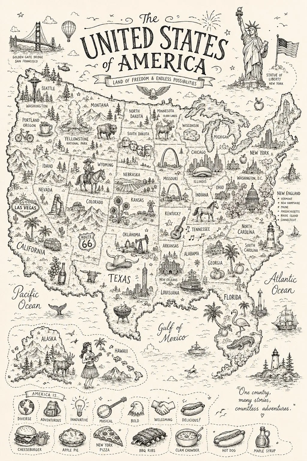 Doodle country travel map illustration — After