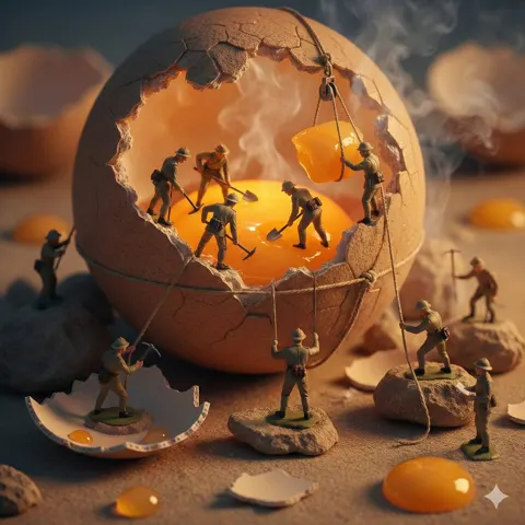 Miniature soldiers glowing egg