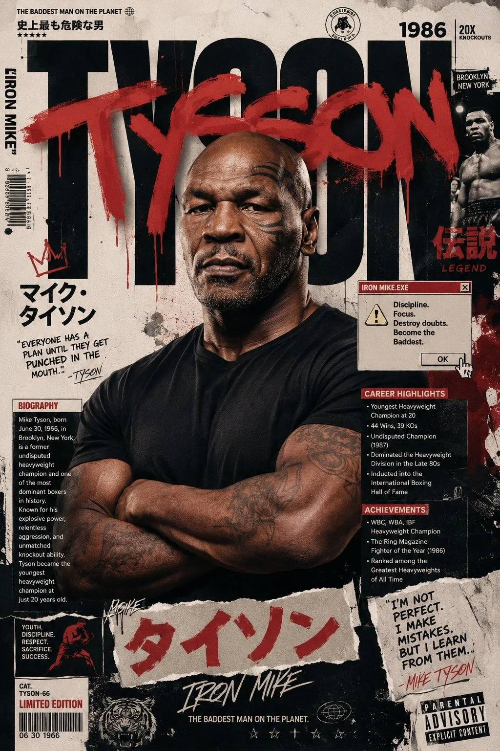 Ultra premium modern japanese street art tyson poster — Sonra