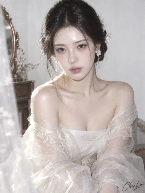 Retro digital flash korean female portrait