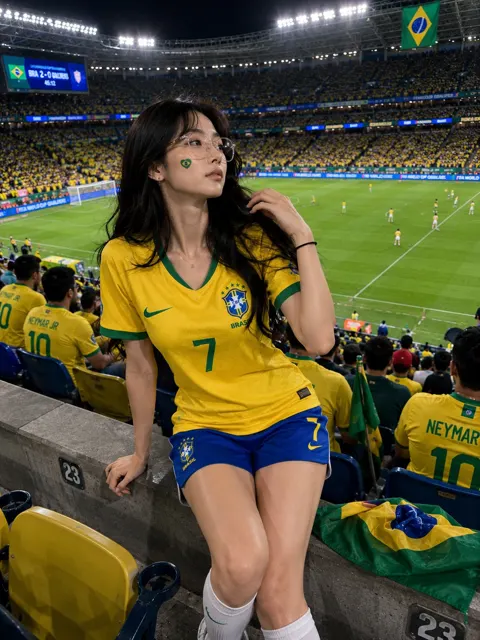 Brazil football match stadium east asian woman photography