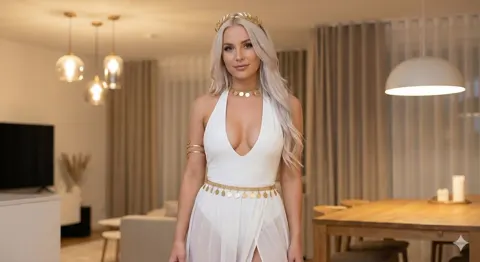 Luxury gold white goddess portrait
