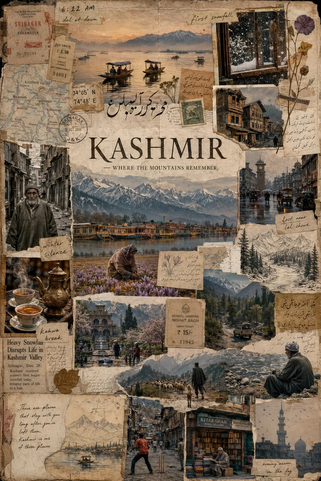 Kashmir cinematic travel collage poster — After
