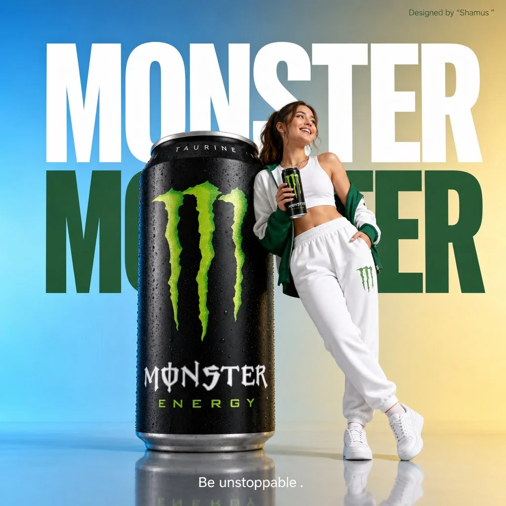 Minimalist monster energy drink commercial ad — Sonra