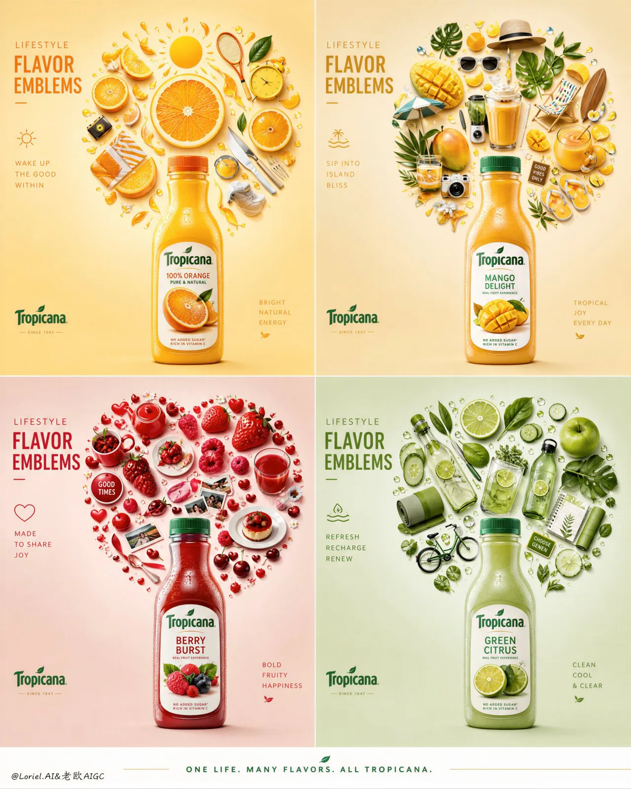 Tropicana lifestyle flavor emblems advertising campaign — After