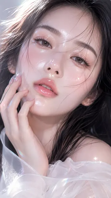 Crystal dew skin beauty portrait close up