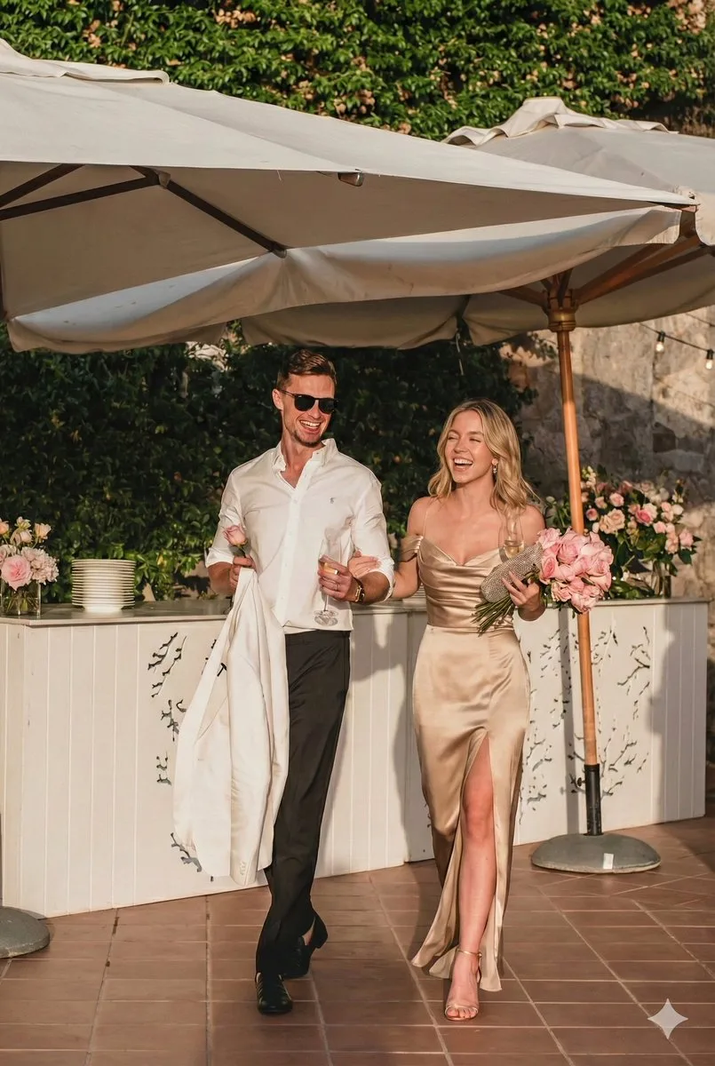 Golden hour romantic couple mediterranean party — After