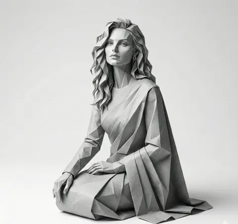 Hyper realistic origami portrait