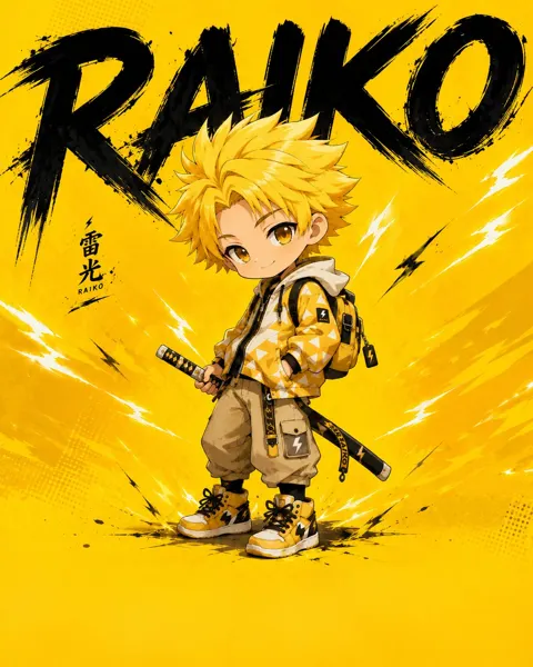 Wide chibi anime poster yellow hair boy sword
