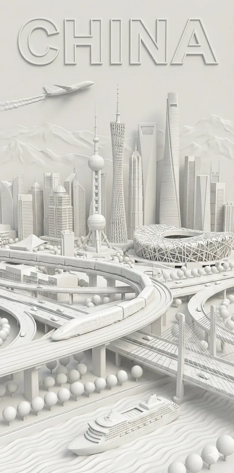 White relief city poster — After