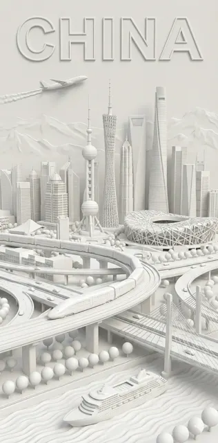 White relief city poster
