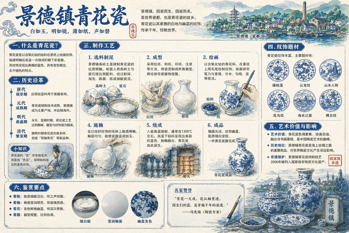Jingdezhen blue white porcelain diagram — Sonra