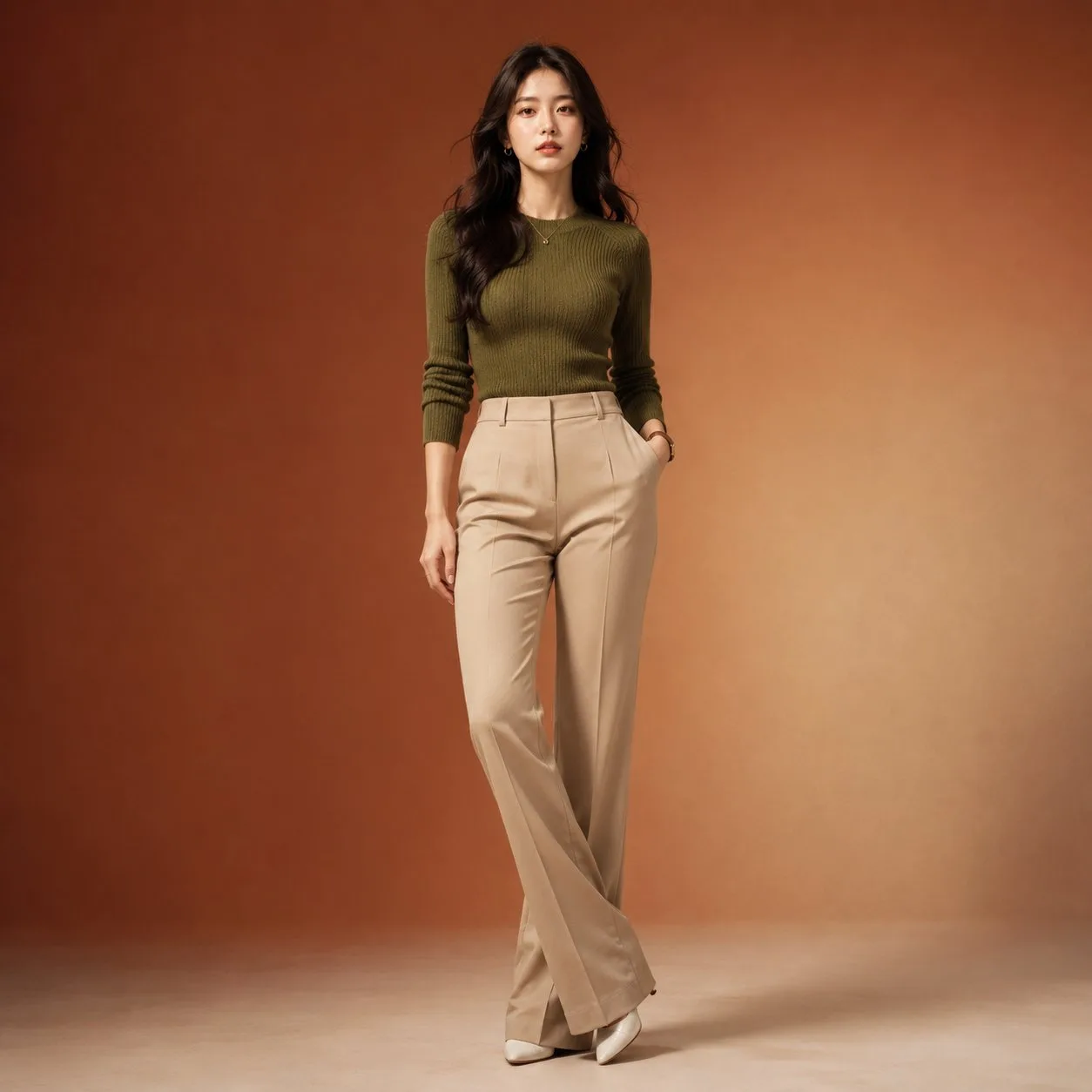 Korean fashion editorial full body portrait — After