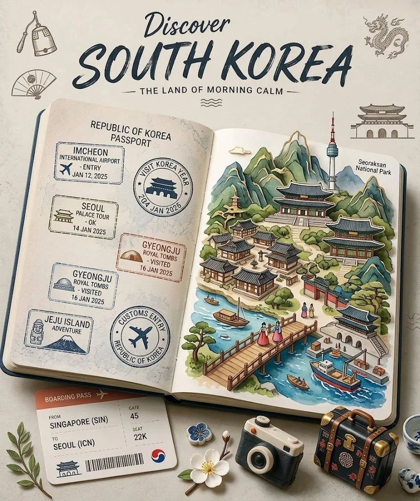 Travel journal 3d pop up watercolor illustration — Sonra