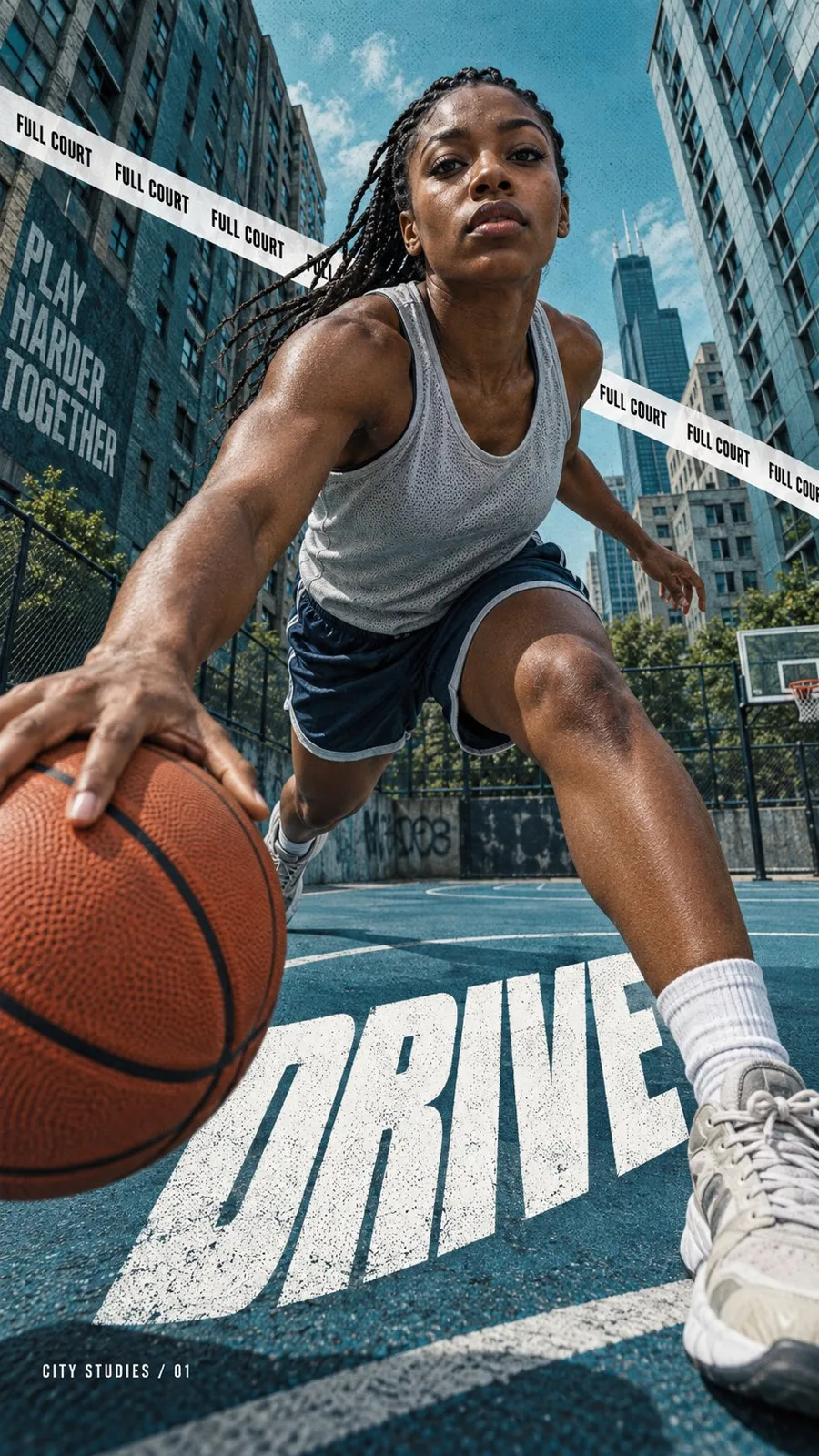 Urban sports editorial poster wide angle — Sonra