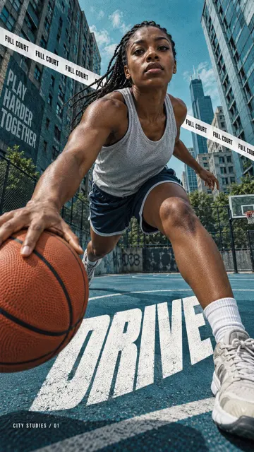 Urban sports editorial poster wide angle