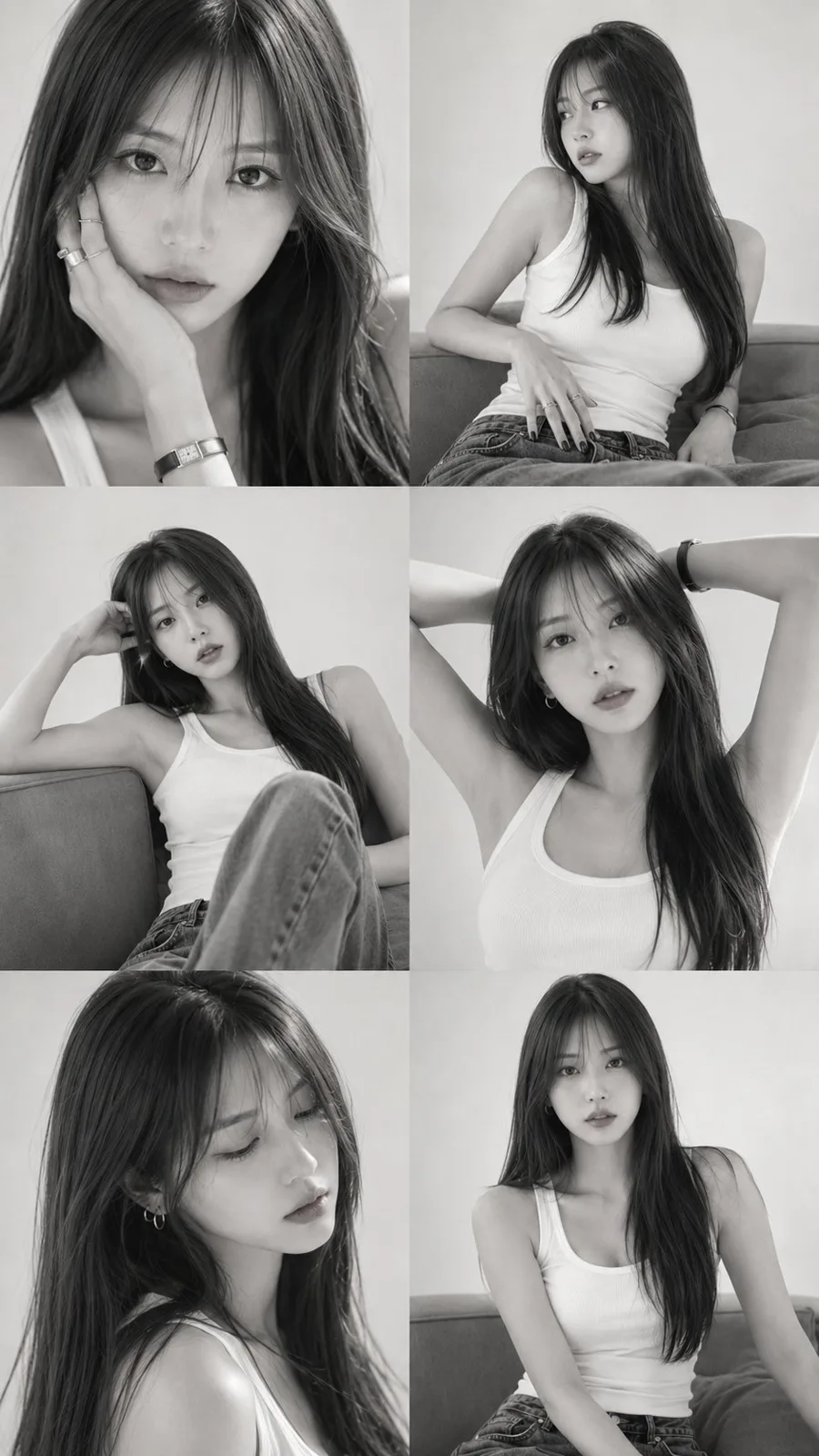 Monochrome editorial fashion portrait collage — After