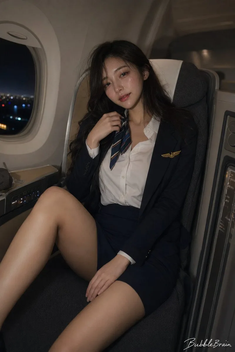 Portrait of japanese flight attendant at night — Sonra