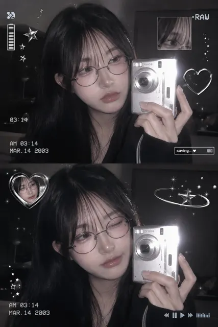 Aesthetic y2k korean girl mirror selfie digicam style