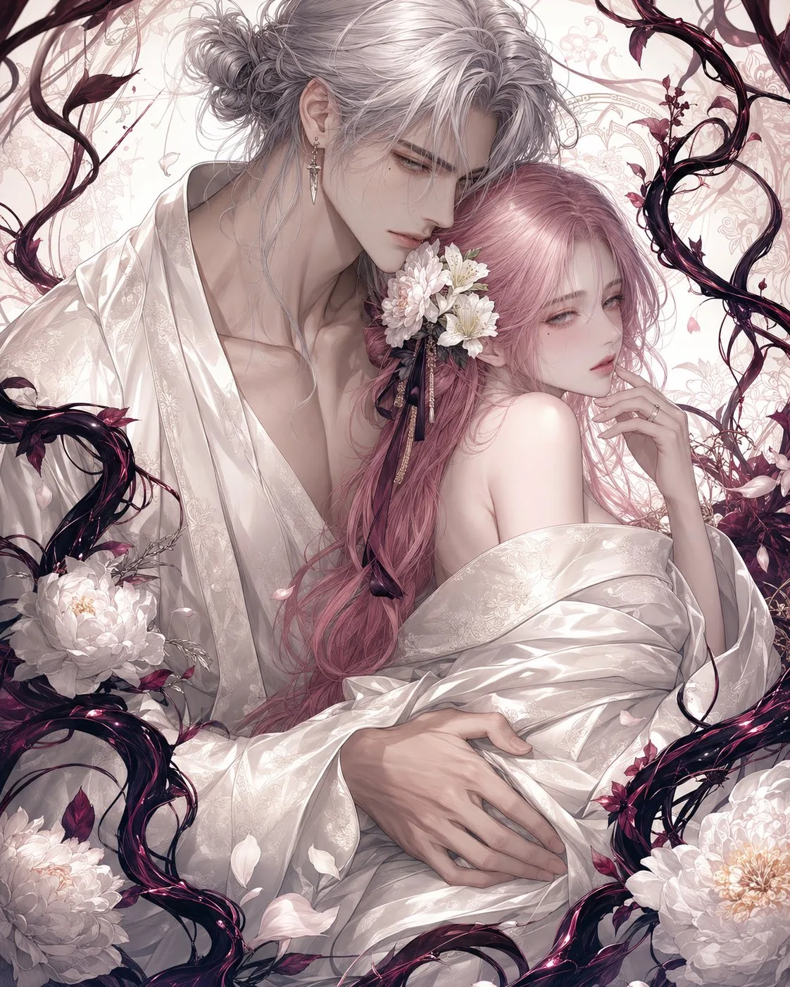 High end korean manhwa couple illustration — Sonra