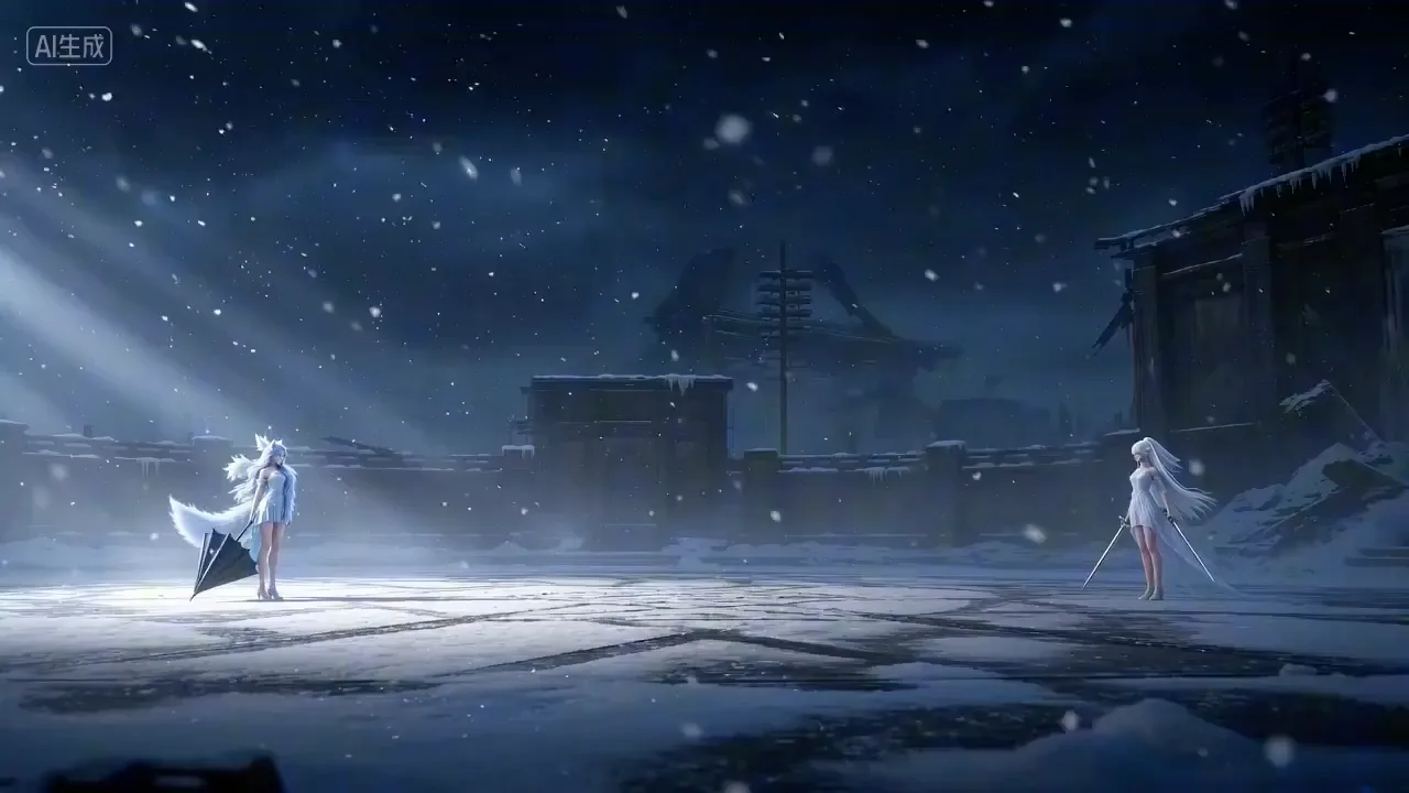 Snow ruins dual hero battle — Sonra