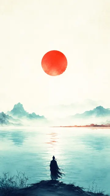Oriental zen minimalist high contrast poster