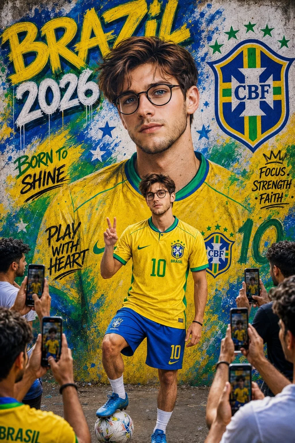 Ultra realistic brazil football fan poster 2026 — After