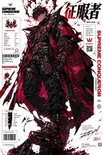 Futuristic anime character cyberpunk techwear poster