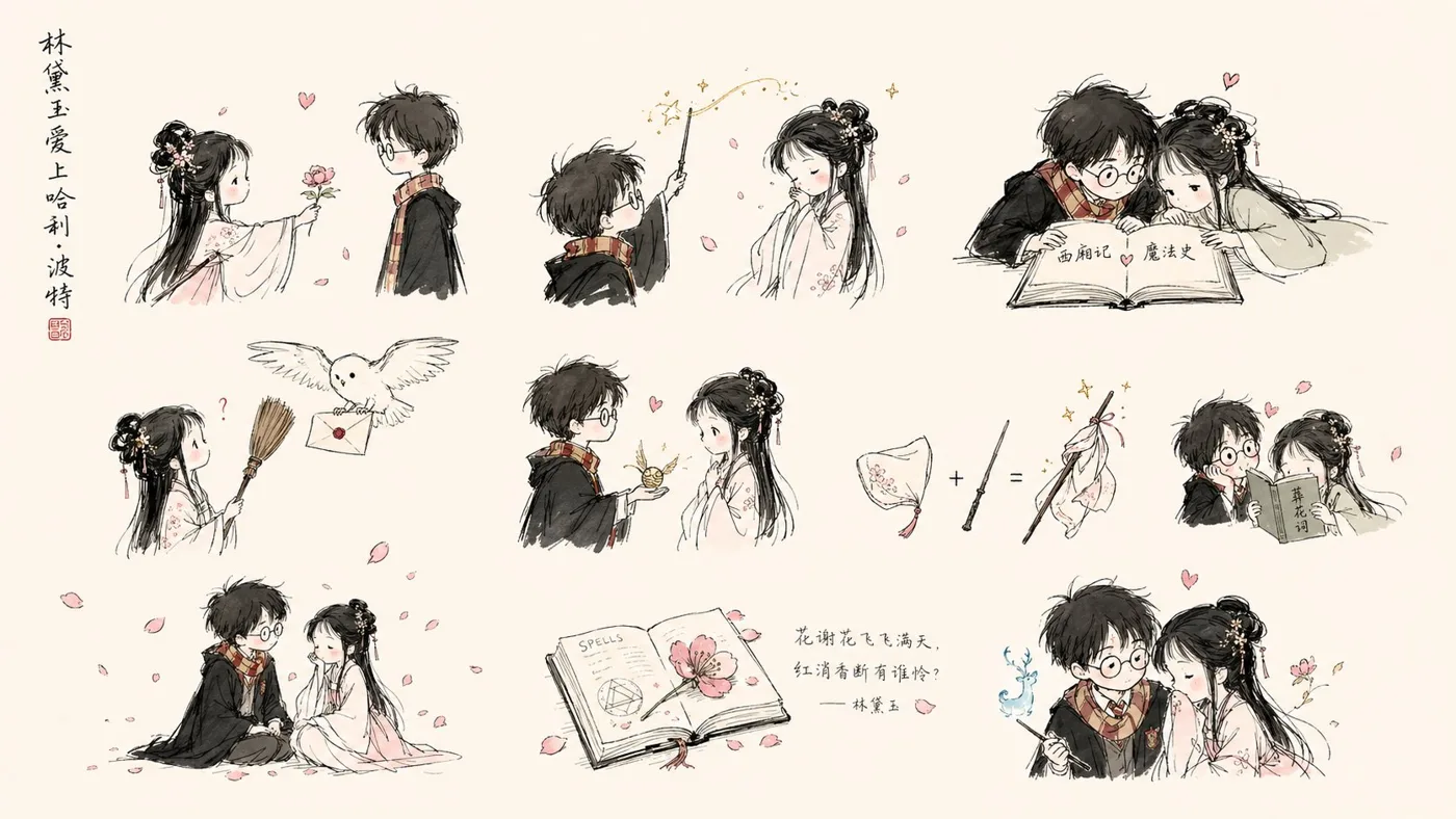 Minimalist hand drawn lin daiyu wu dalang narrative — After