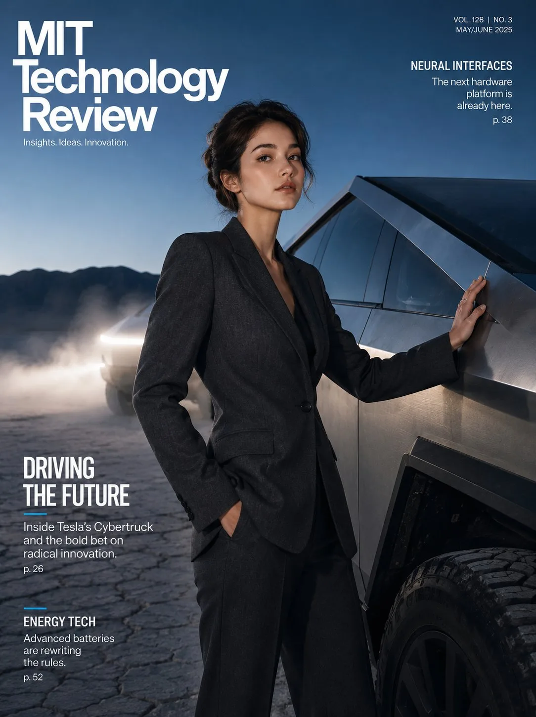 Korean woman tesla cybertruck tech magazine cover — After