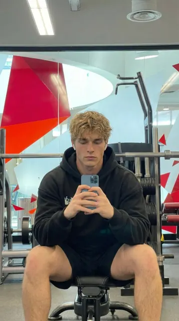 Gym mirror blonde athlete
