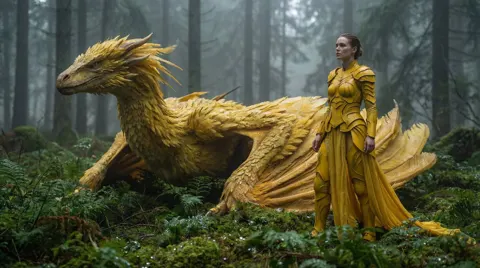 Misty forest gold armor dragon