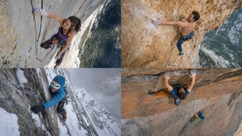 Alpine big wall climbing rope physics photography