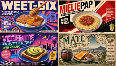 Southern hemisphere underrated breakfast poster prompt