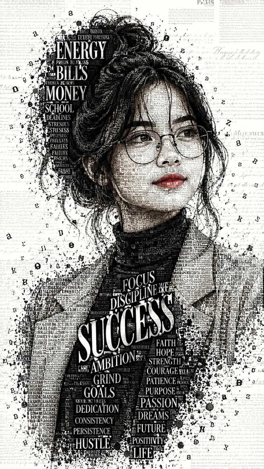 Black white typographic fashion portrait mosaic — Sonra