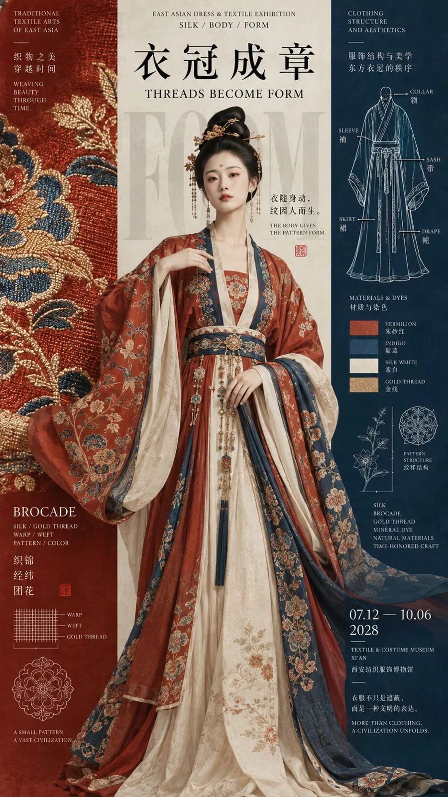 Oriental culture vertical three column exhibition poster design — After