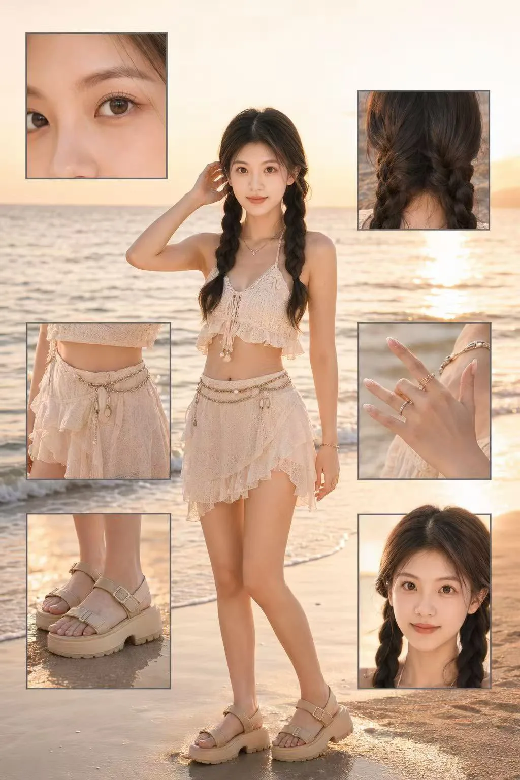 High end vertical fashion editorial beach poster — After