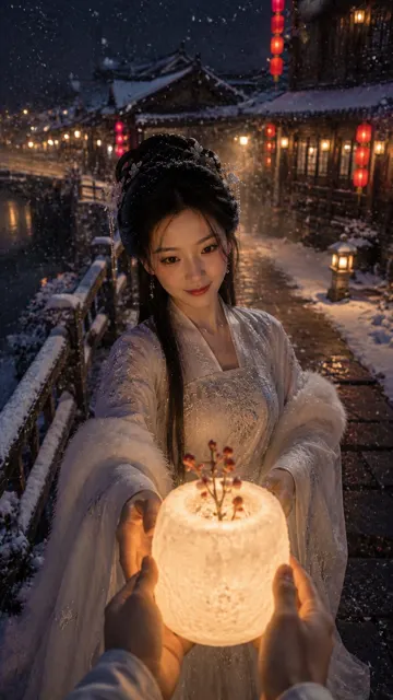 Ancient chinese pov night portrait bamboo forest fireflies
