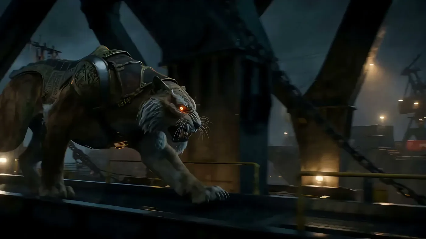 Stalking armored sabertooth rainy night — Sonra