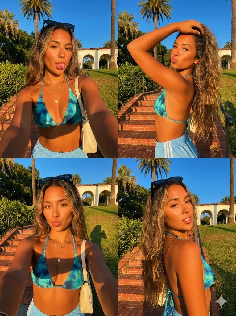Sunny tanned bikini girl grid — Sonra