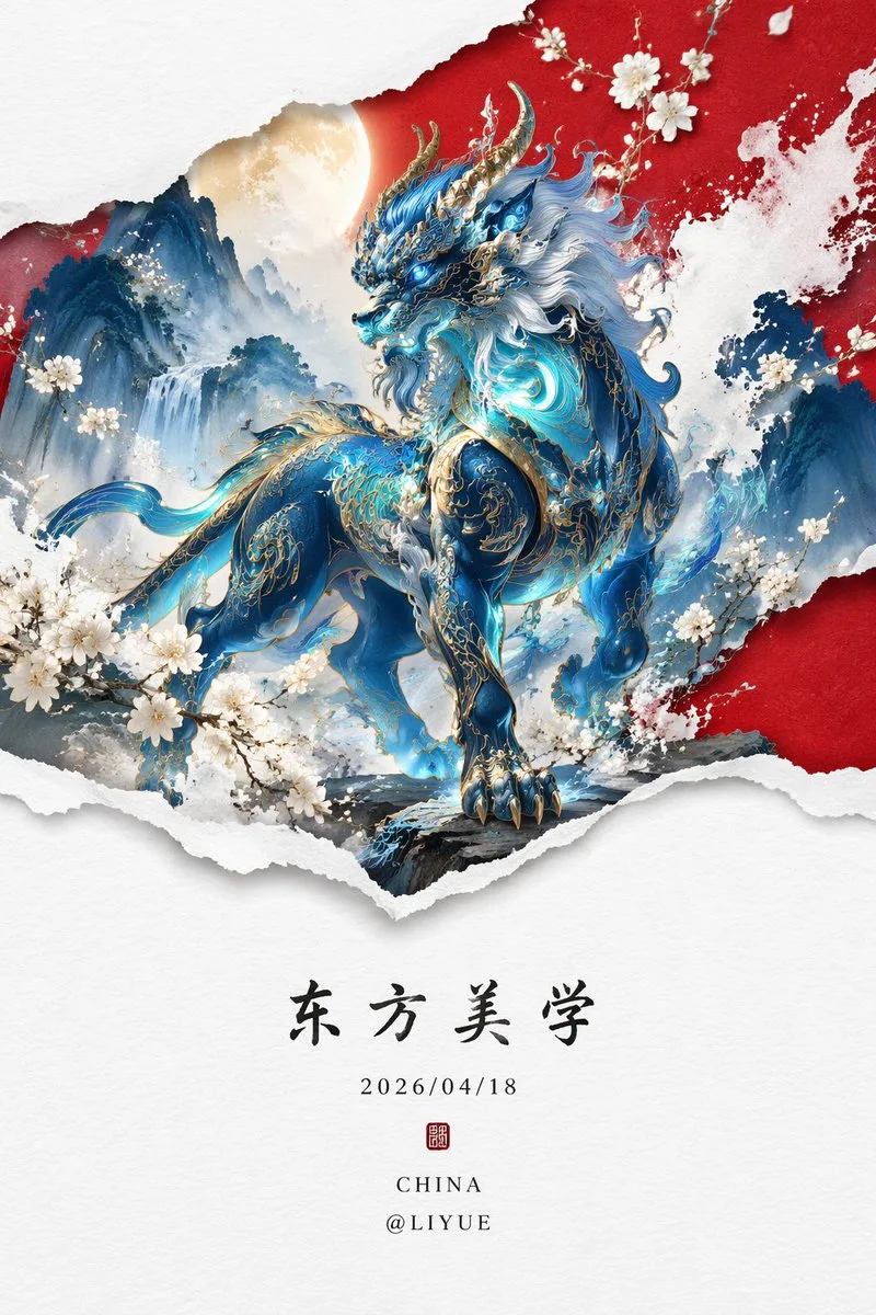 Neon qiongqi chinese painting — Sonra