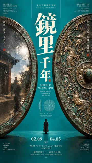 Central axis clamped cultural exhibition poster design